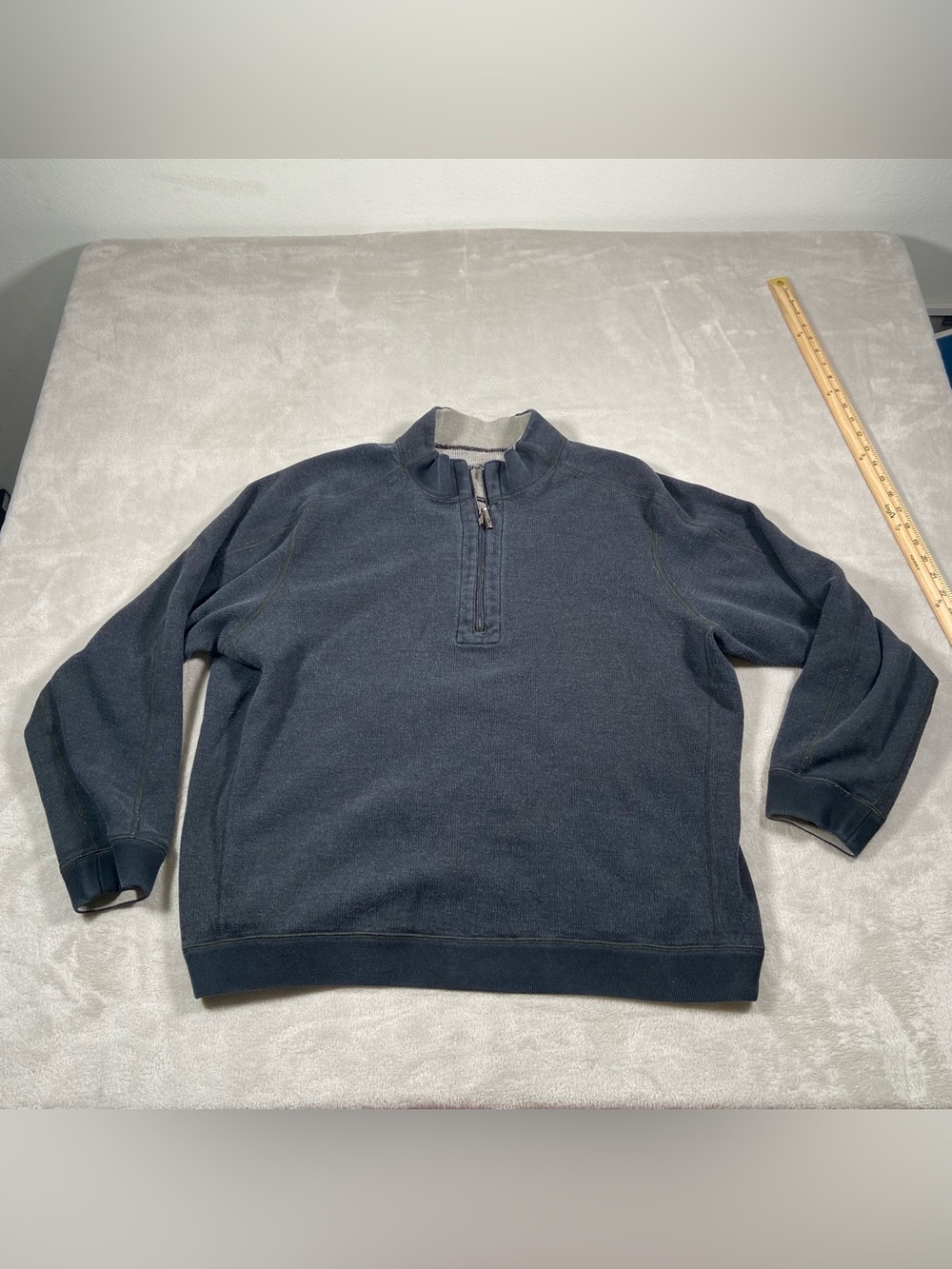 Tommy Bahama Quarter Zip Mens XL Black Gray Reversible Sweatshirt